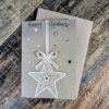 Handmade Rustic Christmas Card with Burlap Star and Ribbon Bow.