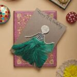 Personalised 70th Birthday Card for her | Handmade Female 70th Birthday Card made of green feathers on brown paper image 1