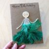 Handmade Personalised 70th Birthday Card for Her 4 Personalised 70th Birthday Card for her | Handmade Female 70th Birthday Card made of green feathers on brown paper image 4