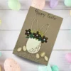 Adorable Handcrafted Easter Card with Cute Bunny made of coffee beans, paper, pistachio shells and dried flowers.