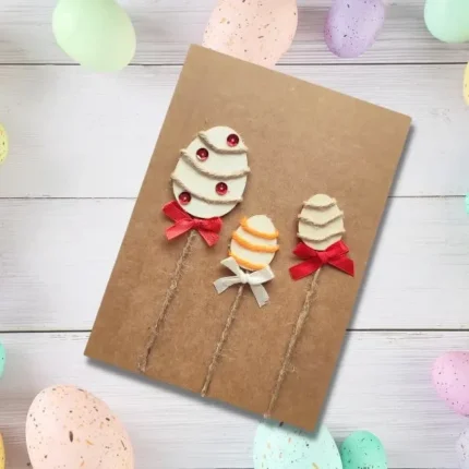 Beautiful handmade Easter eggs card with beautiful colourful eggs. Made in the UK by using eco-friendly materials.