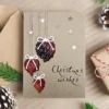 Best Eco-Friendly Christmas Card for with dried leaves and bows hanging from a rope. A simple but beautiful card that is sure to impress.