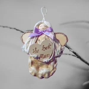 Best Handmade Oyster Shell Angel Ornament for Mother Handmade Oyster Shell Angel Ornament for Mother with Heart made seashell and wood.