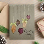 Best Handmae Merry Christmas card for Someone Special made of five dry leaves and festive text below.