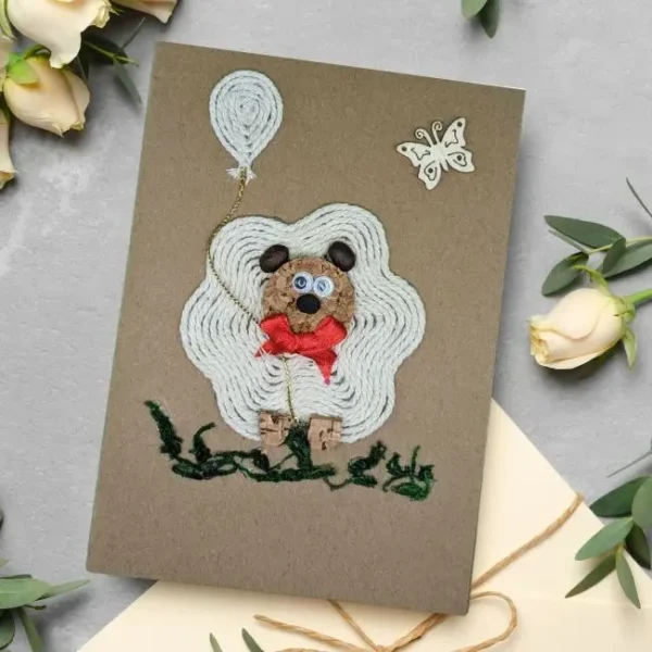 Handmade birthday card with sheep and balloon: a funny and quirky way to say happy birthday. Made in the UK.