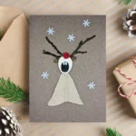 Funny Handmade Xmas Card featuring a humorous reindeer, ideal for sending warm holiday wishes