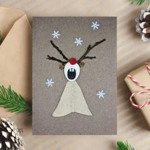 Funny Handmade Xmas Card for Friends Funny Handmade Xmas Card featuring a humorous reindeer, ideal for sending warm holiday wishes