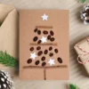 Handmade Personalised Christmas Tree Card made of coffee beans and wooden sticks.