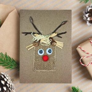Handmade Personalised Funny Christmas Card for Her or Him Handmade Personalised Funny Christmas Card for Her or Him showcasing Rudolph the reindeer, designed for personalised holiday wishes for anyone.