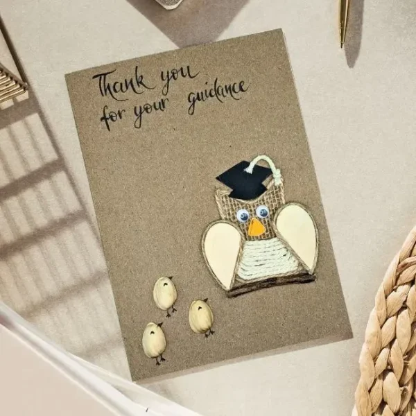 Unusual Thank You for Helping Me Grow Homemade Card. Perfect card for your teacher with Owl.