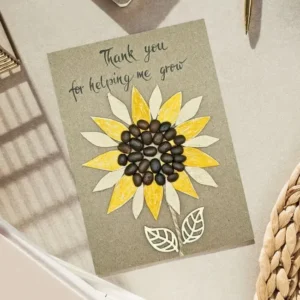 Handmade-Thank-You-Card-for-Teachers-Day-with-Flower Handmade Thank You Card for Teacher's Day. Beautiful flower card made of coffee beans.