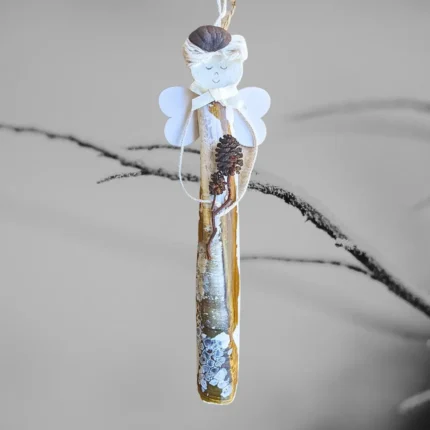 Lovely and Unusual Handmade Shell Angel made of Razor shell, with wooden wings.