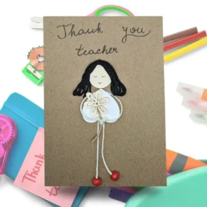 Perfect Personalised Thank You Teacher Card Perfect Personalised Thank You Teacher Card. Handmade greeting card made of a brown eco friendly paper.