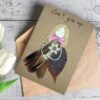 Personalized gorgeous handmade card for her depicting a girl with a feather, accompanied by the phrases Don't Give Up, made of feathers and leaf's.