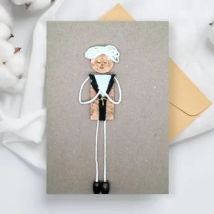 Personalised Handmade First Holy Communion Card for Boys made of cork and coffee beans.]