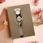 Personalised Mother's Day Card From Son made of cork with wooden flower.