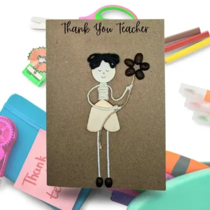 Unique Thank You Teacher Card. Handmade greeting card for teacher 1.