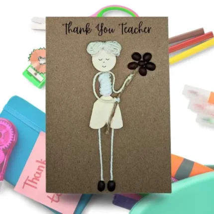 Unique Thank You Teacher Card. Handmade greeting card for teacher 2.