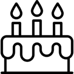 Birthday Cards icon for menu featuring birthday cake.