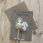 Artisan birthday card for mum with seashell and yarn art, perfect for expressing love and appreciation.
