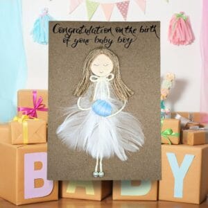 Handmade New Mum Card for a new mum, welcoming her baby boy with a handmade design and bright, cheerful elements.