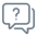 Handmade question icon with a speech bubble, designed for the Heart in Creation website.