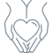 Heart in hands icon representing personalization for the Heart in Creation website homepage.