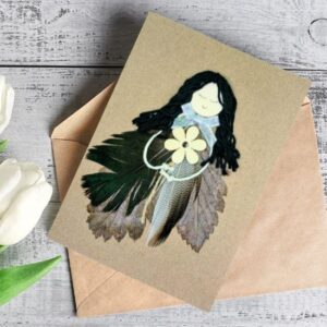 A best card for her birthday featuring a girl holding a flower and leaves, ideal for celebrating a special female's birthday.