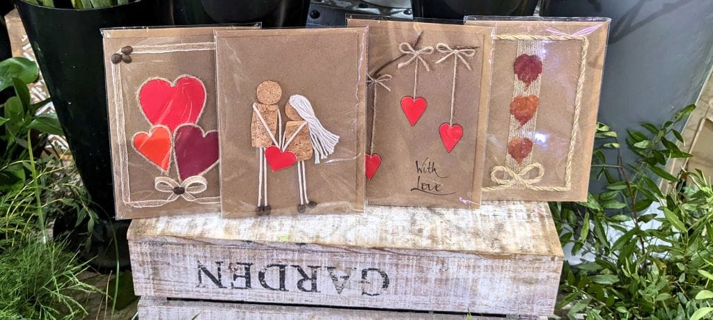 Personalised Valentine’s Day Cards UK displayed in a nature-inspired collection with rustic textures and artisan details from Bollington.