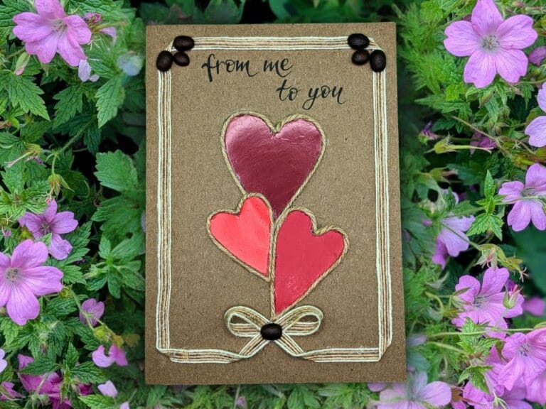 Handmade personalised Valentine’s card with handwritten calligraphy and romantic cards.